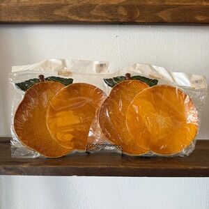 Lot of 2 Vintage Orange Slice Plastic Serving Trays Sitco Kitchen Decor NOS